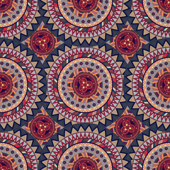 Ornate floral seamless texture, endless pattern with vintage mandala elements.