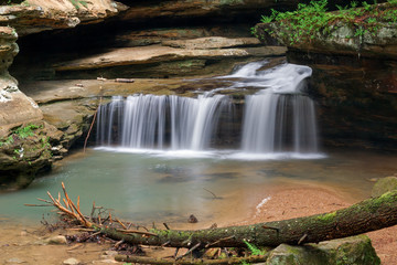 Waterfall at Old Man's Cave - Middle Falls, Hocking Hills State Park, Ohio