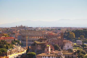Fototapeta na wymiar Aerial overview of Rome