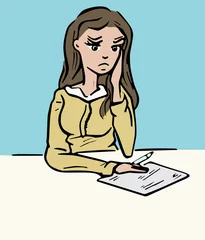 Foto auf Acrylglas Meisje verdrietig om brief © emieldelange