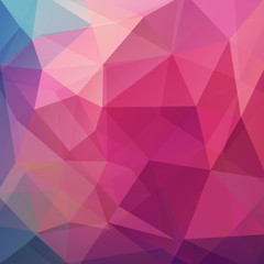 Polygonal vector background. Can be used in cover design, book design, website background. Vector illustration. Pink, purple, blue colors.