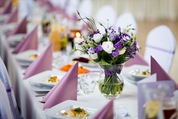 Beautiful wedding reception table decoration - 133122935