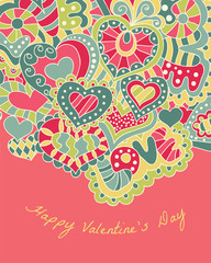 Valentine's Day greeting card. Colorful abstract illustration design element with space for text. Eps10 vector illustration.