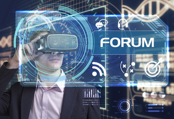 Business, Technology, Internet and network concept. Young busine