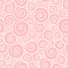 Vector seamless pattern. Abstract pattern with spirals on a pink background.