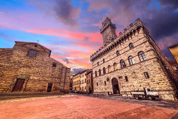 colorful sunset in Montepulciano Piazza Grande
