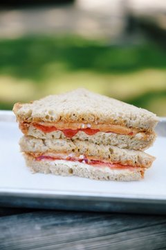 Triangular sandwiches with and filling 