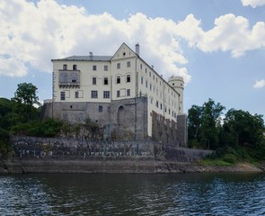 Fototapeta na wymiar Castle Orlik nad Vltavou. The castle is located above the dam Orlik in Czech Republic.