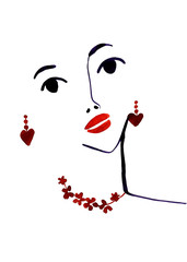 Woman face. Fashion Watercolor Illustration