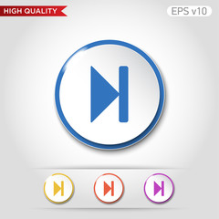 Colored icon or button of play next symbol with background