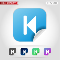 Colored icon or button of backward symbol with background