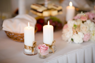 Fototapeta na wymiar Beautiful wedding reception table decoration