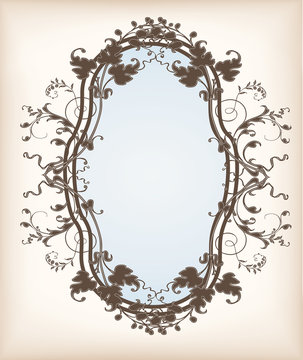 Victorian frame with floral ornaments on an old paper backgrounnd
