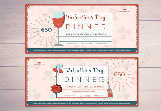 Valentine's Day Restaurant Voucher Layout
