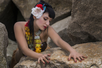 Hula themed pinup girl