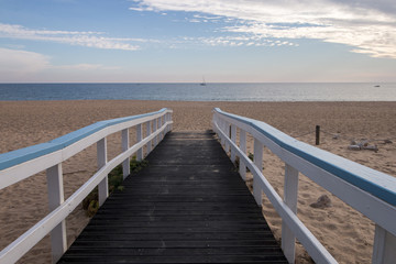 Fototapeta na wymiar Classic vintage beach wooden pathway