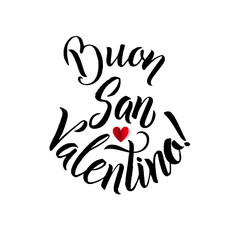 Happy Valentines Day Black and Red Lettering Greeting Card White Background. Hand Drawn Calligraphy. Lovely Poster