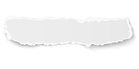 Vector elongate paper fragment with soft shadow isolated on white background