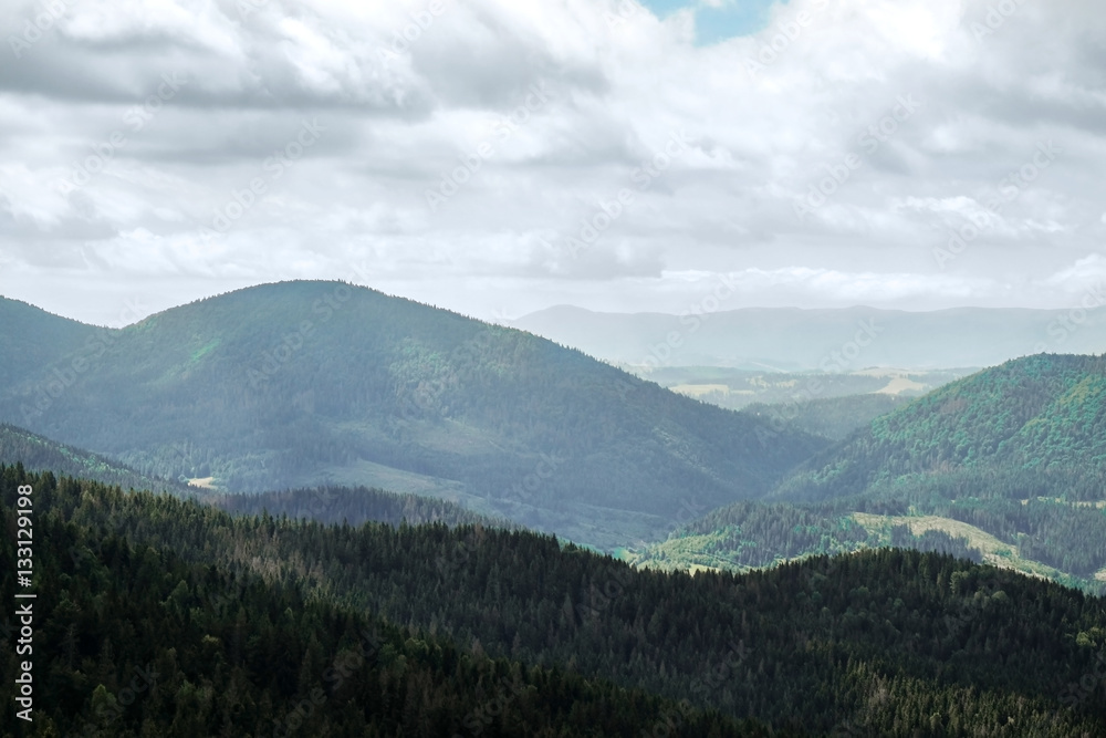 Poster beautiful mountain hills