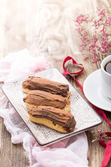 Eclairs (dessert) for valentines day