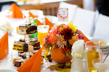 Beautiful wedding reception table decoration