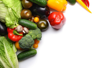 Fresh vegetables on white background