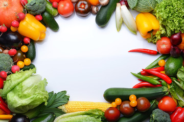 Fresh vegetables on white background