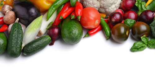 Fresh vegetables on white background