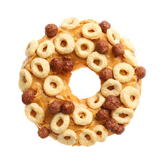 Delicious donut on white background