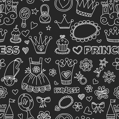 Princess Doodle icons For baby shower, toy shop