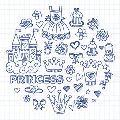 My little princess Hand drawn doodle elements