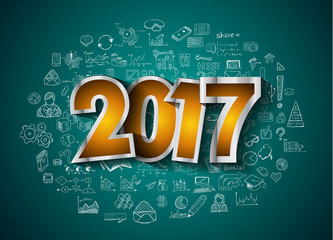 2017 New Year Infographic and Business Plan Background for your Flyers