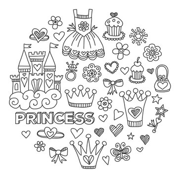 My little princess Hand drawn doodle elements