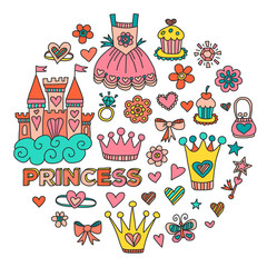 My little princess Hand drawn doodle elements