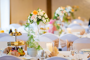 Beautiful wedding reception table decoration