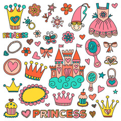 My little princess Hand drawn doodle elements