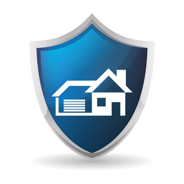 blue protection shield home security insignia vector illustration eps 10