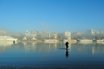 Fototapeta na wymiar city in the fog