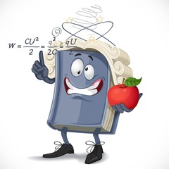 School physics textbook bump apple on head on formula background
