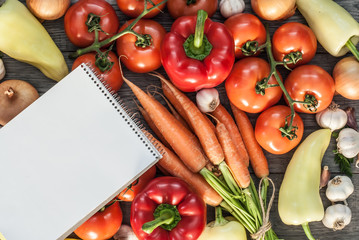 Vegetable mixed fitness concept. Top view.