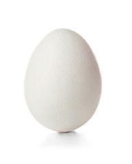 Raw egg on white background