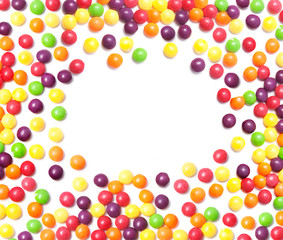 Food background. Frame of small rounded candies