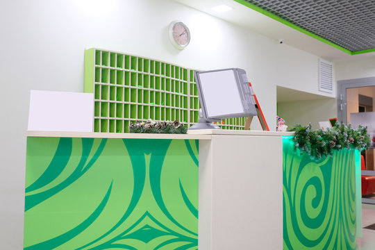 Reception desk in a fitness club