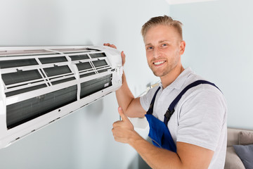 Male Electrician Gesturing Thumbs Up