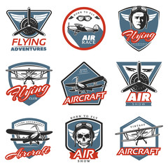 Vintage Colorful Aircraft Logos