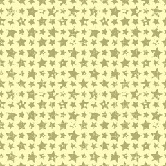 Seamless vector pattern. Yellow geometric background with stars Grunge texture with attrition, cracks and ambrosia. Old style vintage design. Graphic illustration.