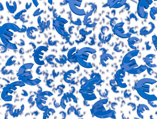 Fototapeta na wymiar Blue euro signs raining.
