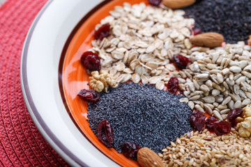 Assortment of fresh dried seeds Used as ingredients in cooking.
