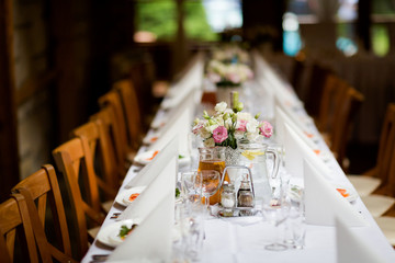 Beautiful wedding reception table decoration