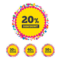 Sale discount icons. Special offer price signs.